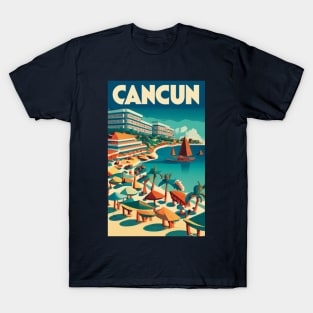 A Vintage Travel Art of Cancun - Mexico T-Shirt